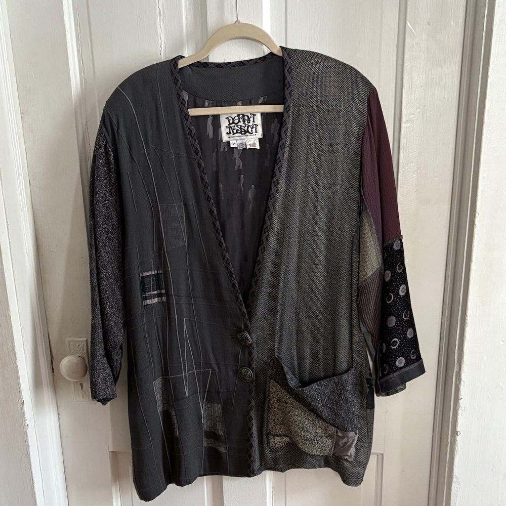 Artful Black and Gray Patchwork Cardigan